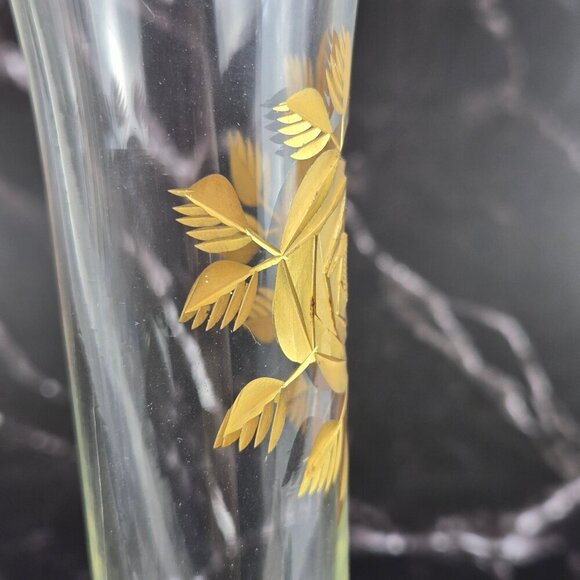 Vintage Ransgil Crystal Bud Vase Gold Gilt Rose on Front 1940's-1950's MCM - Picture 11 of 15